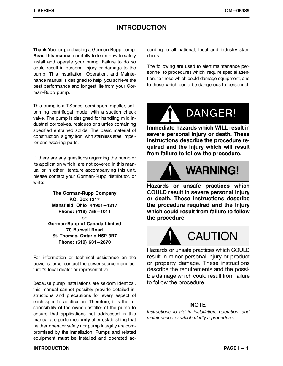 Introduction | Gorman-Rupp Pumps T2A61-B /F,/FM User Manual | Page 5 / 39