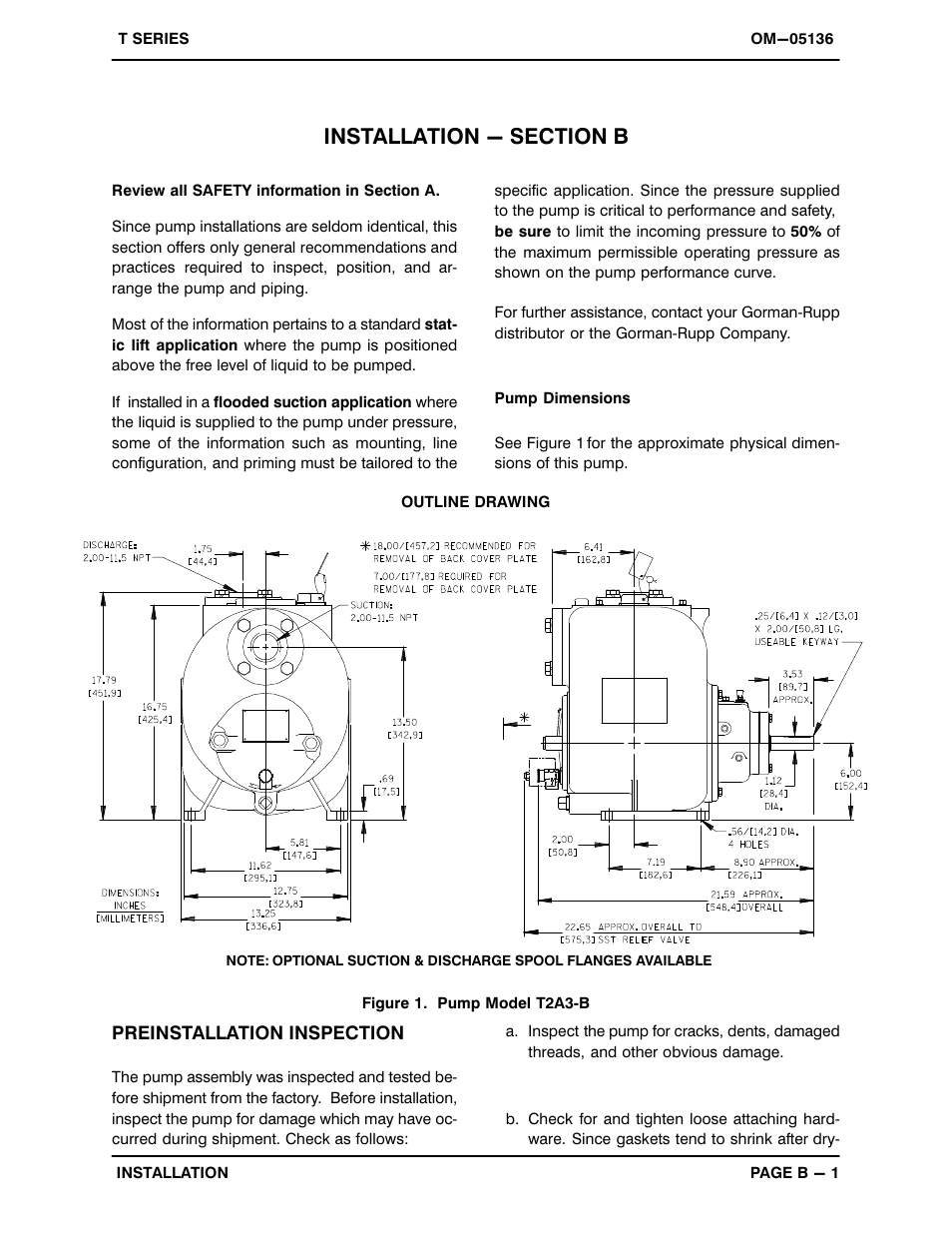 Installation - section b | Gorman-Rupp Pumps T2A3-B /F,/FM,/WW User Manual | Page 8 / 38