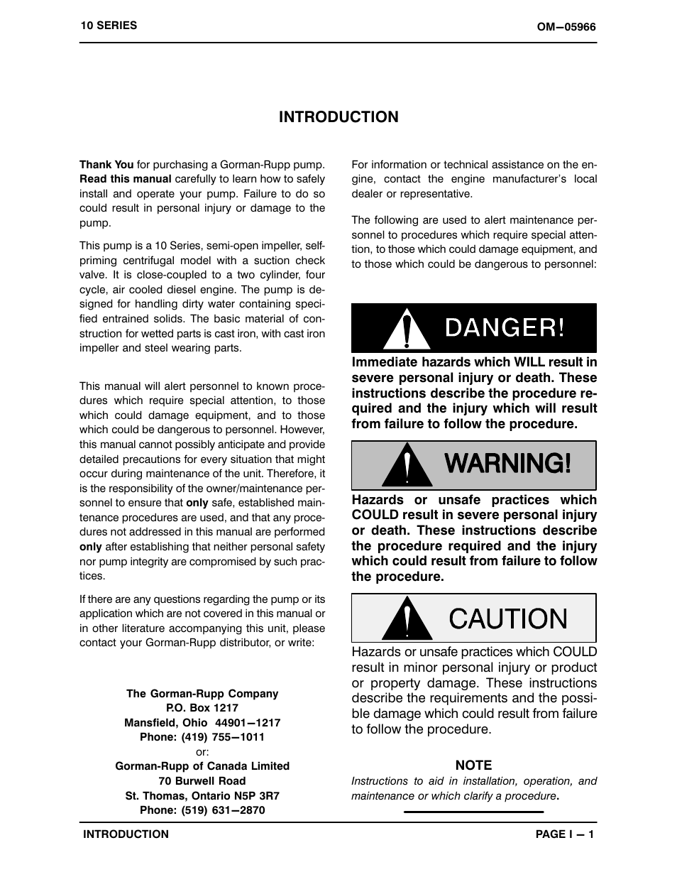 Introduction | Gorman-Rupp Pumps 13E2-12LD477 S/G 1345995 and up User Manual | Page 5 / 33