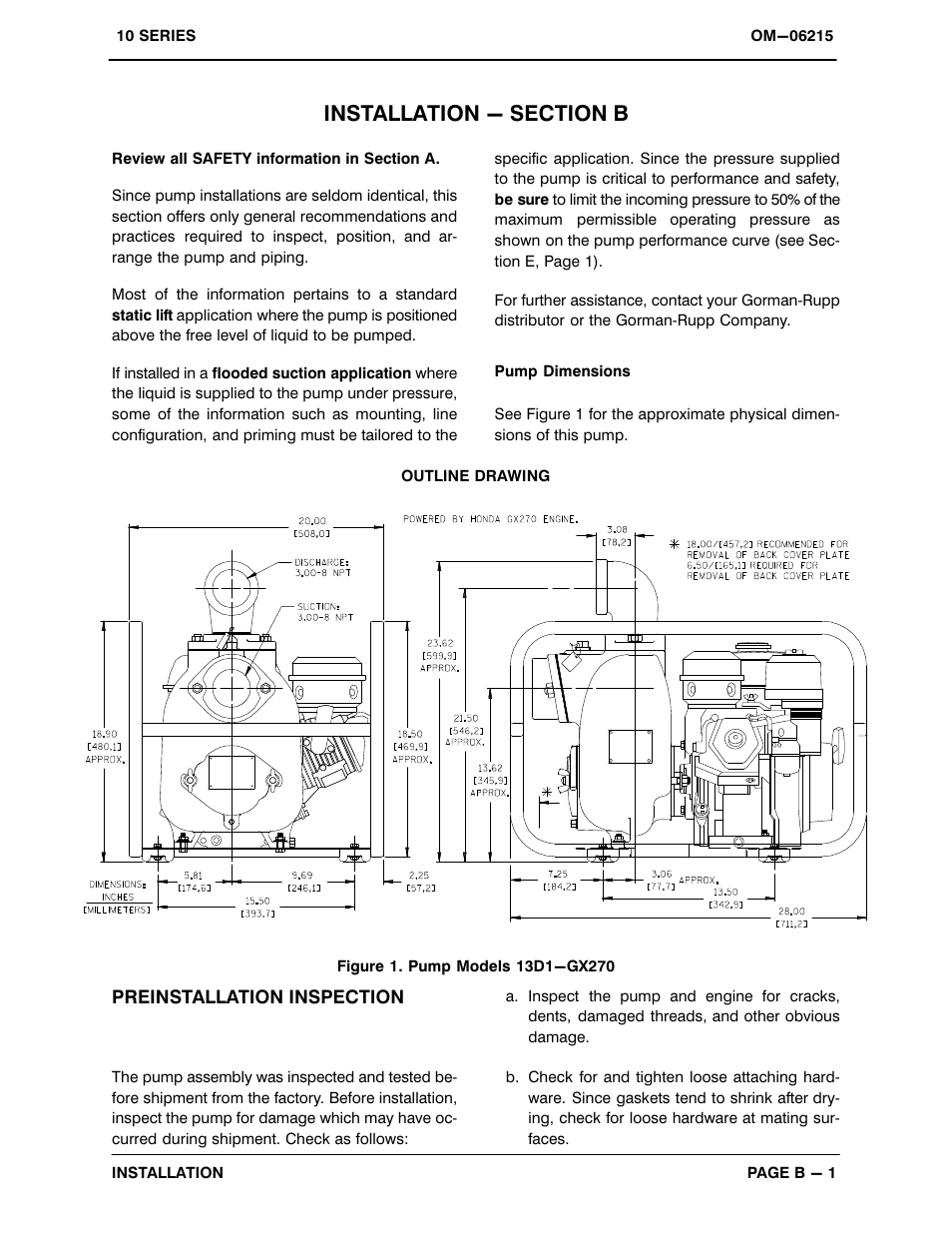 Installation - section b | Gorman-Rupp Pumps 13D1-GX270 1421809 and up User Manual | Page 8 / 29