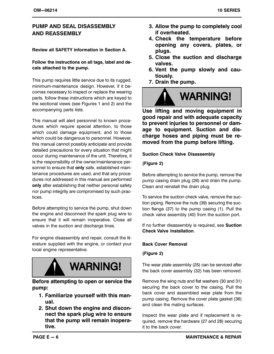 Pump and seal disassemblyand reassembly | Gorman-Rupp Pumps 13D-GX270 1421807 and up User Manual | Page 24 / 29