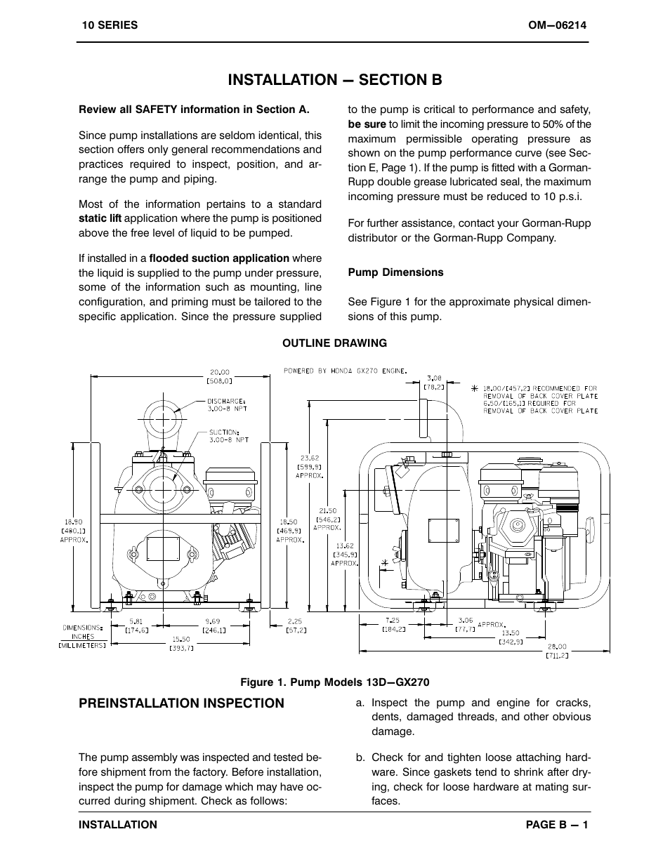 Installation - section b | Gorman-Rupp Pumps 13D-GX270 1421807 and up User Manual | Page 8 / 29