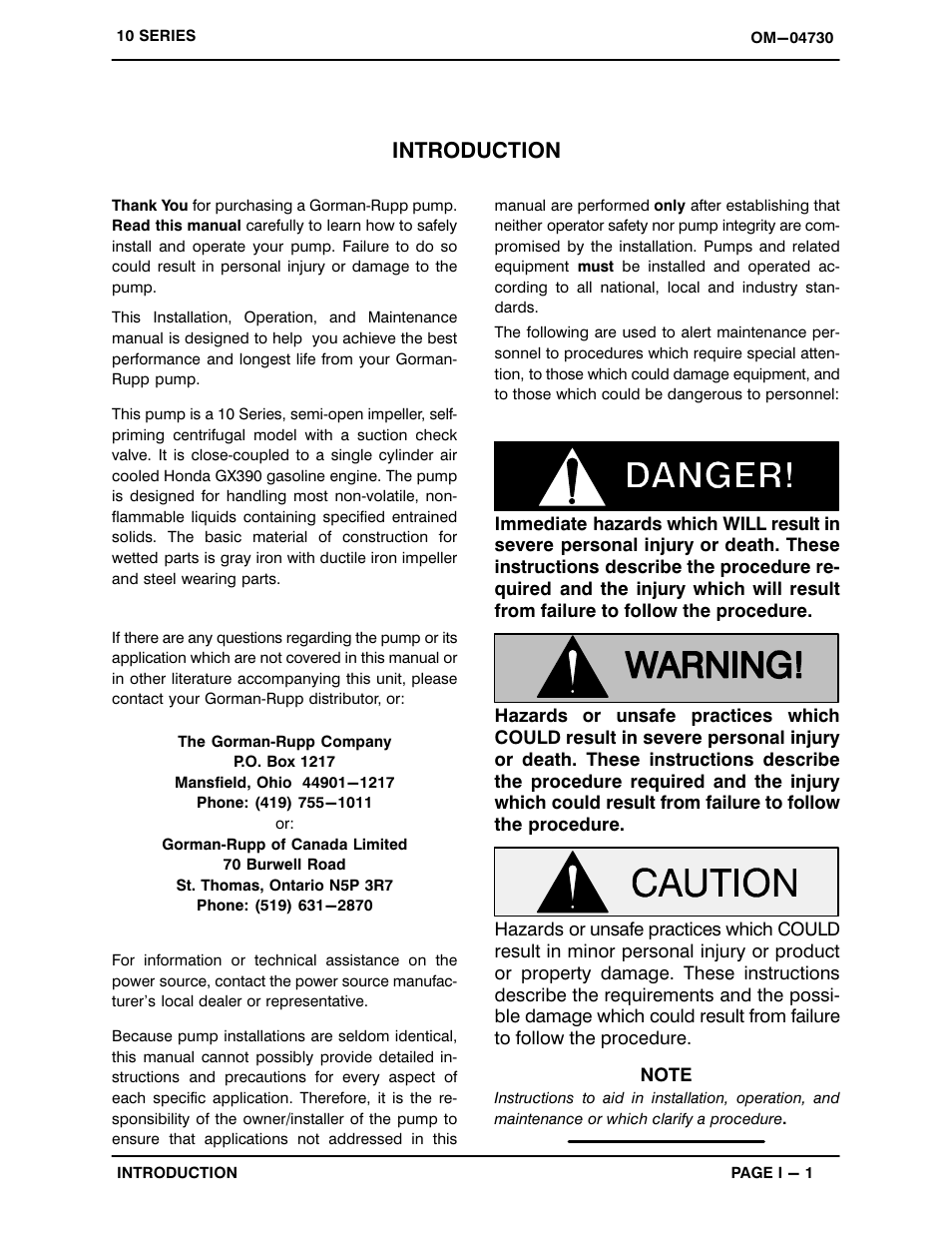 Introduction | Gorman-Rupp Pumps 13A52-GX390 1371656 and up User Manual | Page 5 / 28