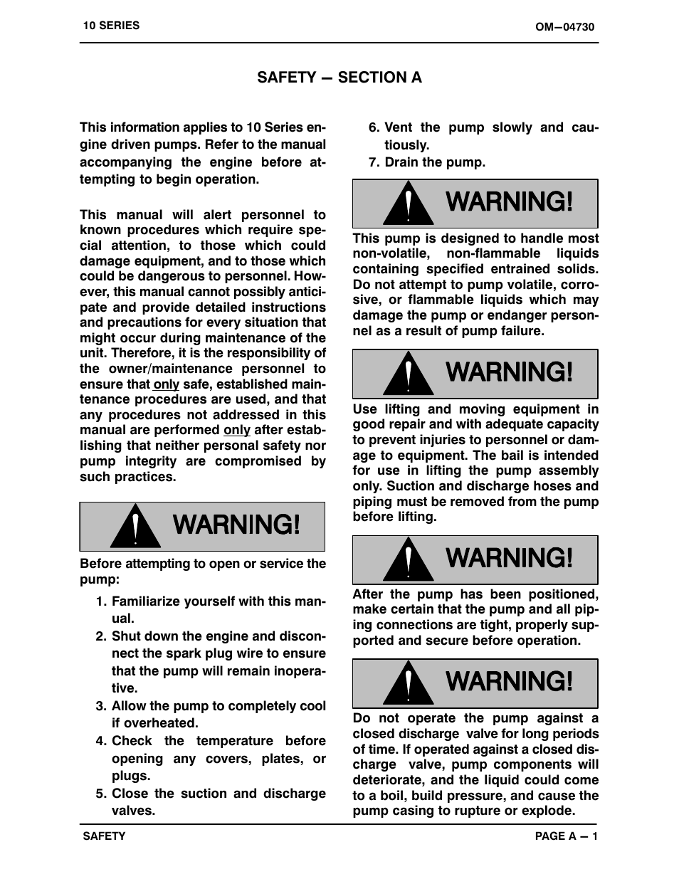 Safety - section a | Gorman-Rupp Pumps 13A52-GX390 1371656 and up User Manual | Page 6 / 28