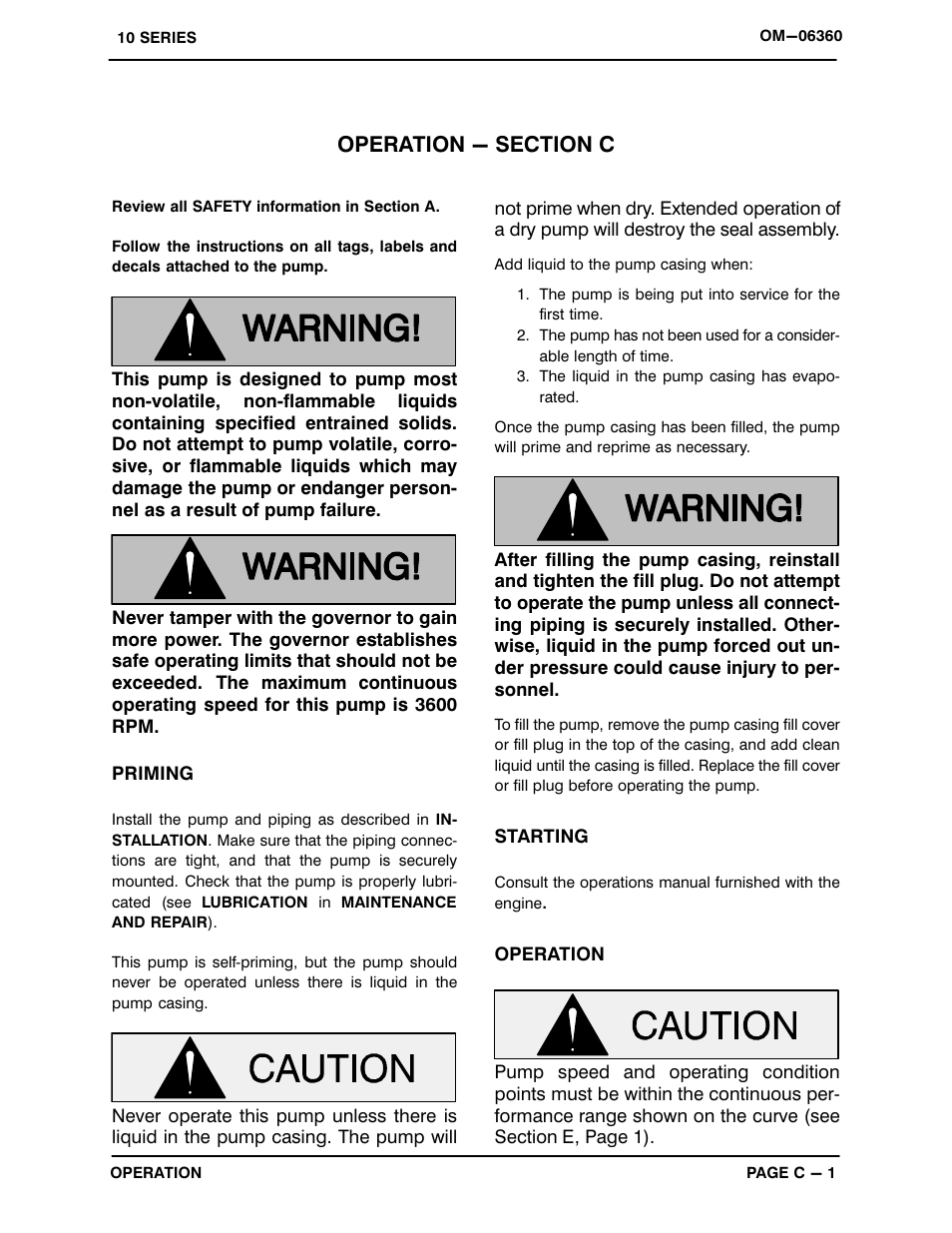 Operation - section c | Gorman-Rupp Pumps 12D-1B20 1483730 and up User Manual | Page 13 / 29