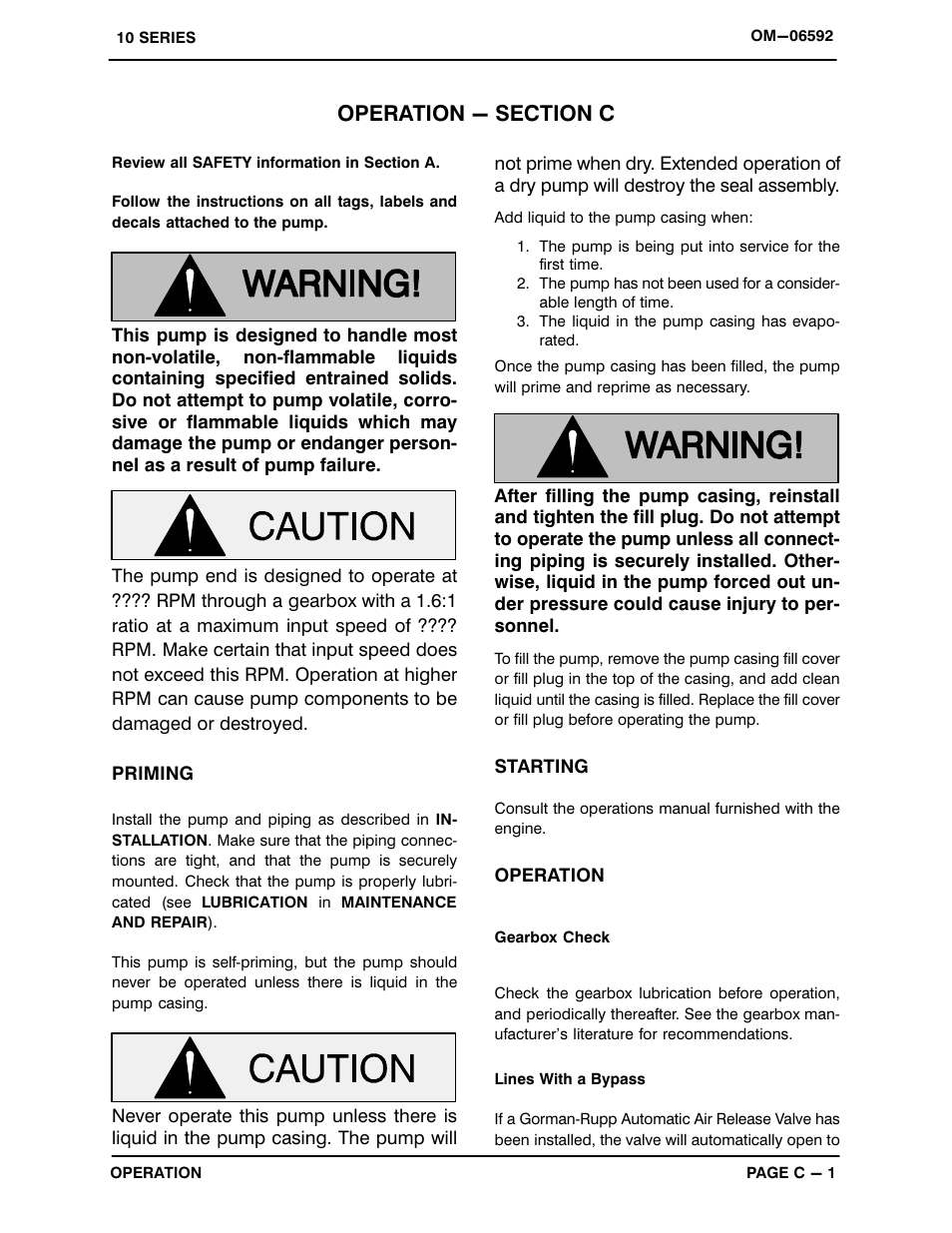 Operation - section c | Gorman-Rupp Pumps 112D60-B-TCD914L6 1520501 and up User Manual | Page 15 / 36