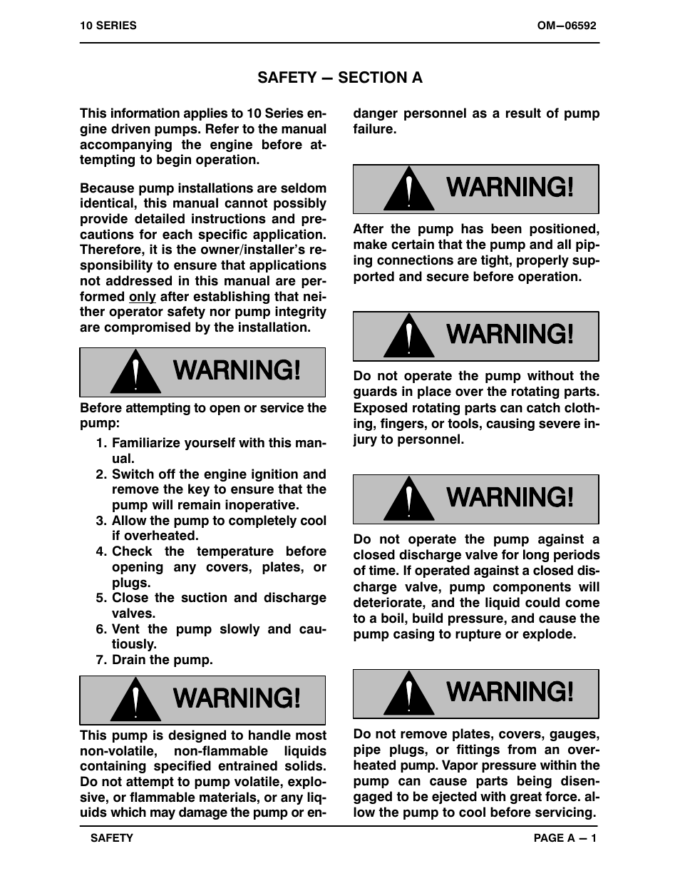 Safety - section a | Gorman-Rupp Pumps 112D60-B-TCD914L6 1520501 and up User Manual | Page 6 / 36