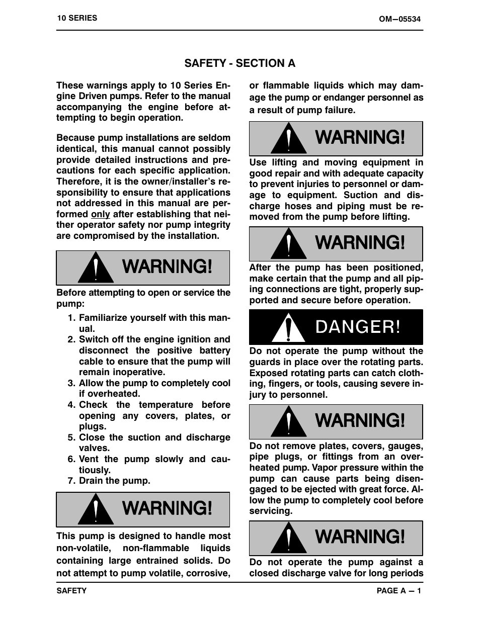 Safety ‐ section a | Gorman-Rupp Pumps 16D60-F3L 1318307 and up User Manual | Page 6 / 37