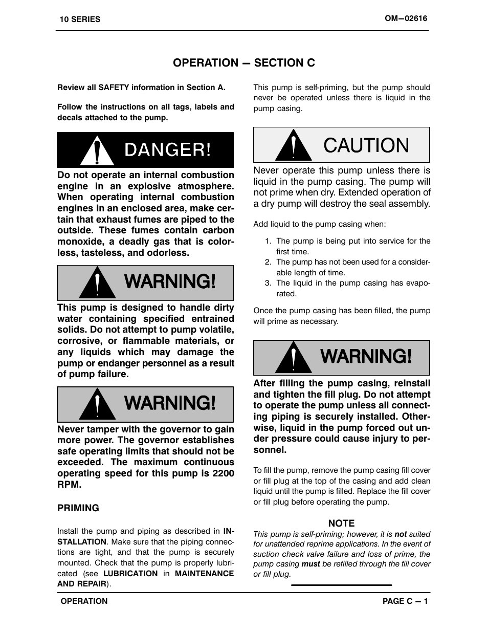 Operation - section c | Gorman-Rupp Pumps 16C20-F5L 1338868 and up User Manual | Page 15 / 38