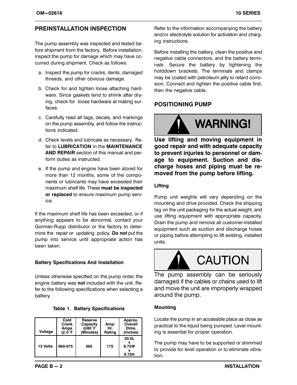 Preinstallation inspection | Gorman-Rupp Pumps 16C20-F5L 1338868 and up User Manual | Page 9 / 38