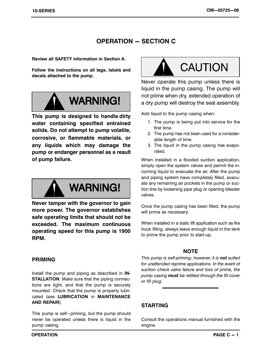 Operation - section c | Gorman-Rupp Pumps 16C2-F4L 913960 thru 1013565 User Manual | Page 13 / 36