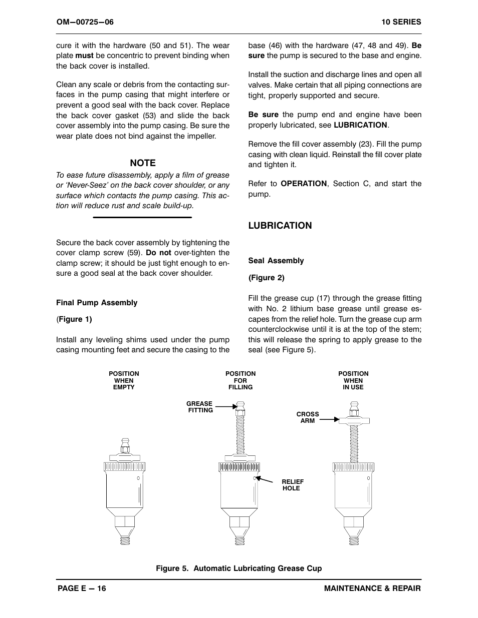 Lubrication | Gorman-Rupp Pumps 16C2-F4L 913960 thru 1013565 User Manual | Page 34 / 36