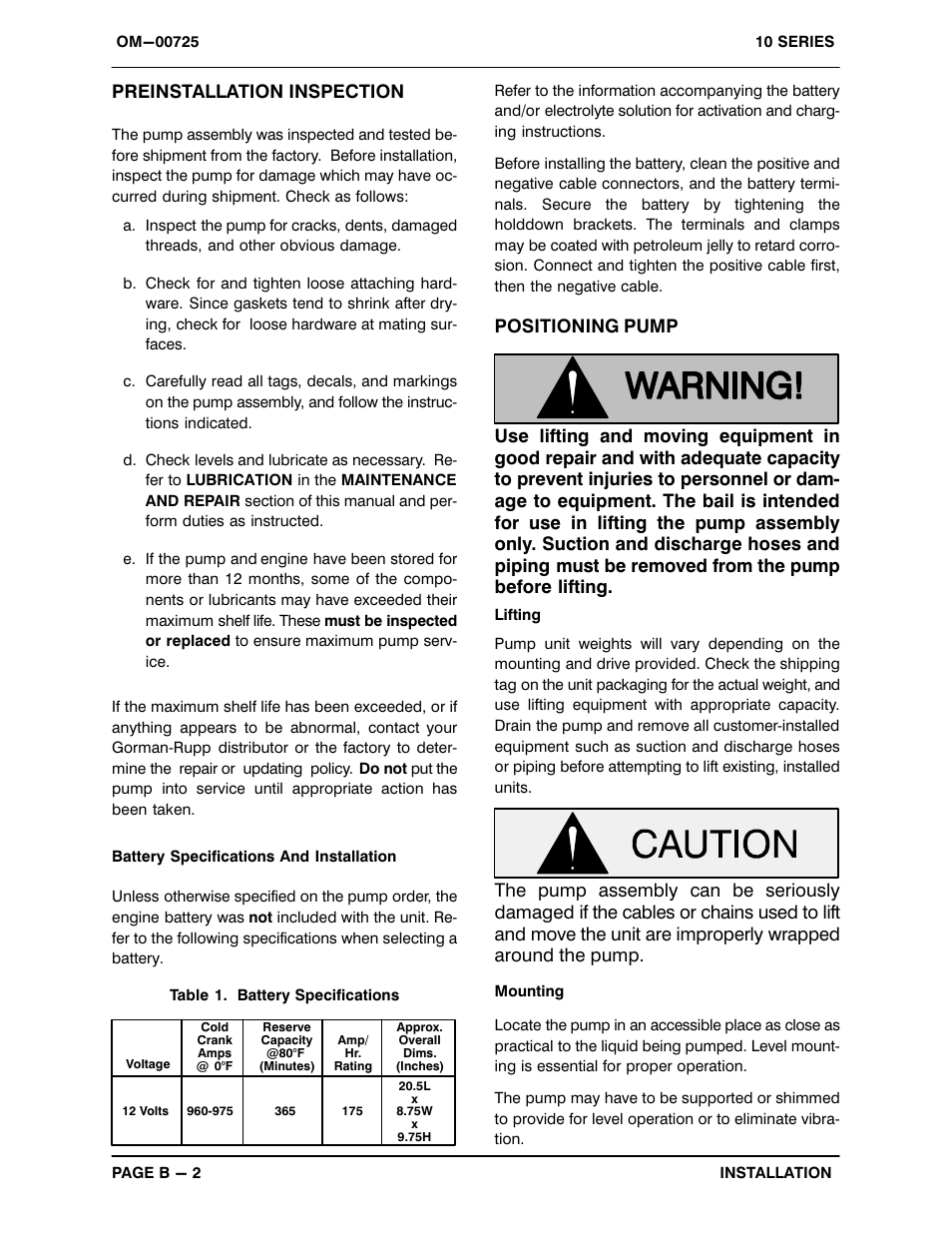 Preinstallation inspection | Gorman-Rupp Pumps 16C2-F4L 1319251 and up User Manual | Page 9 / 39