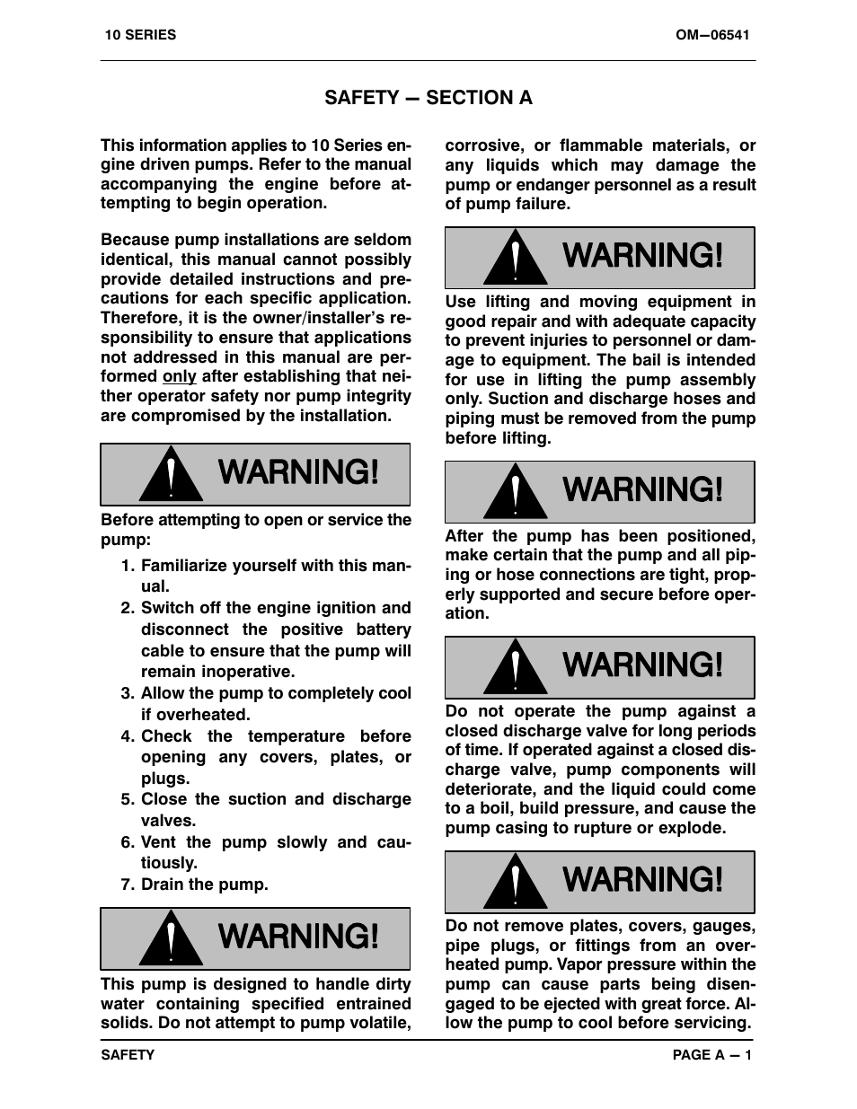 Safety - section a | Gorman-Rupp Pumps 16C2-4045T 1514991 and up User Manual | Page 6 / 39