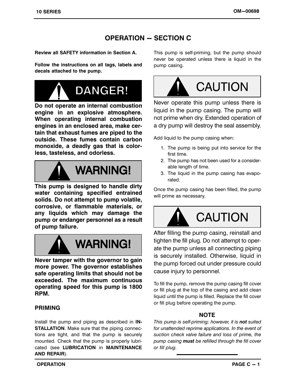 Operation - section c | Gorman-Rupp Pumps 16A2-F3L 1317807 and up User Manual | Page 16 / 40