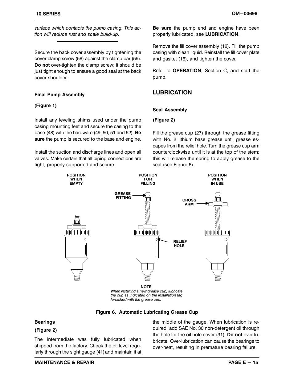 Lubrication | Gorman-Rupp Pumps 16A2-F3L 1317807 and up User Manual | Page 38 / 40