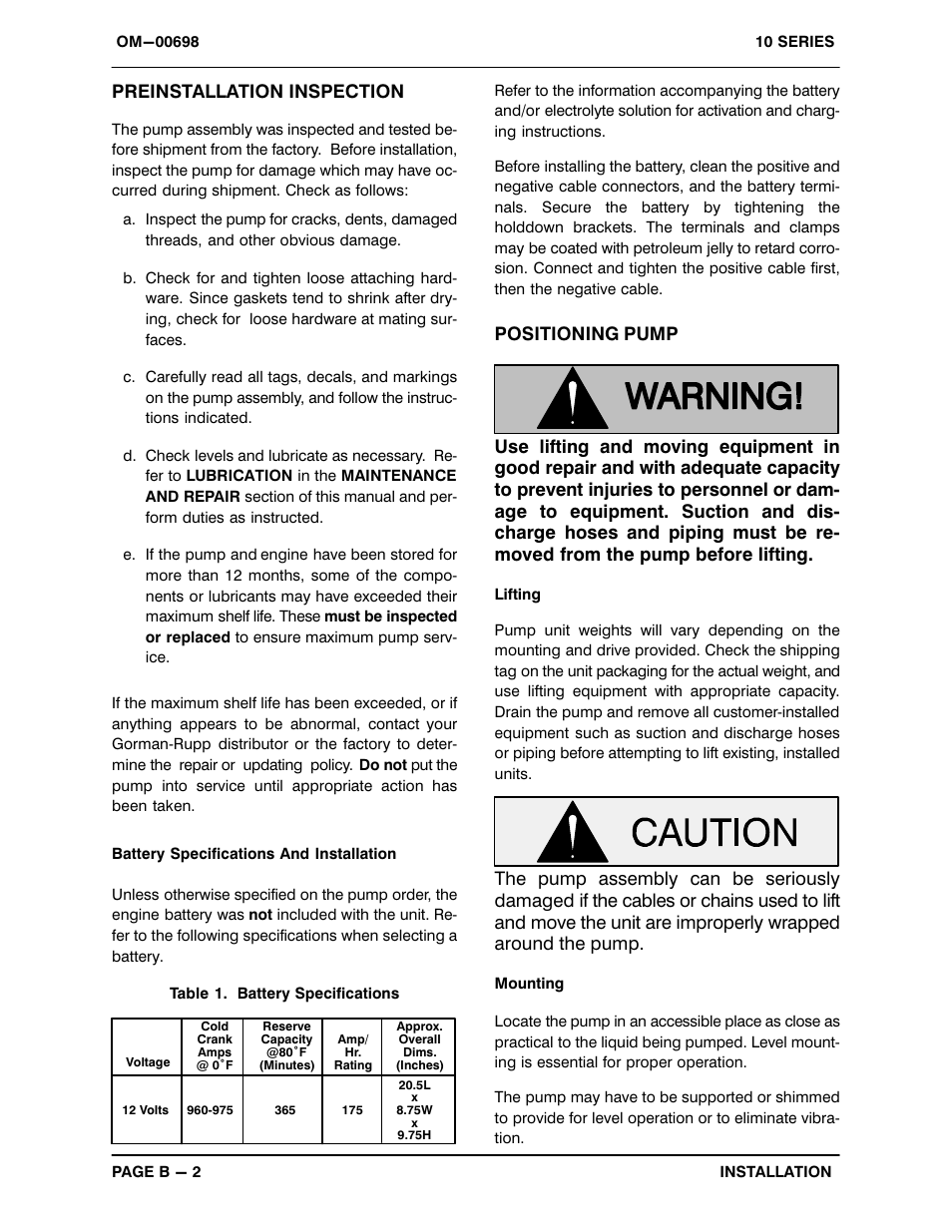 Preinstallation inspection | Gorman-Rupp Pumps 16A2-F3L 1317807 and up User Manual | Page 9 / 40