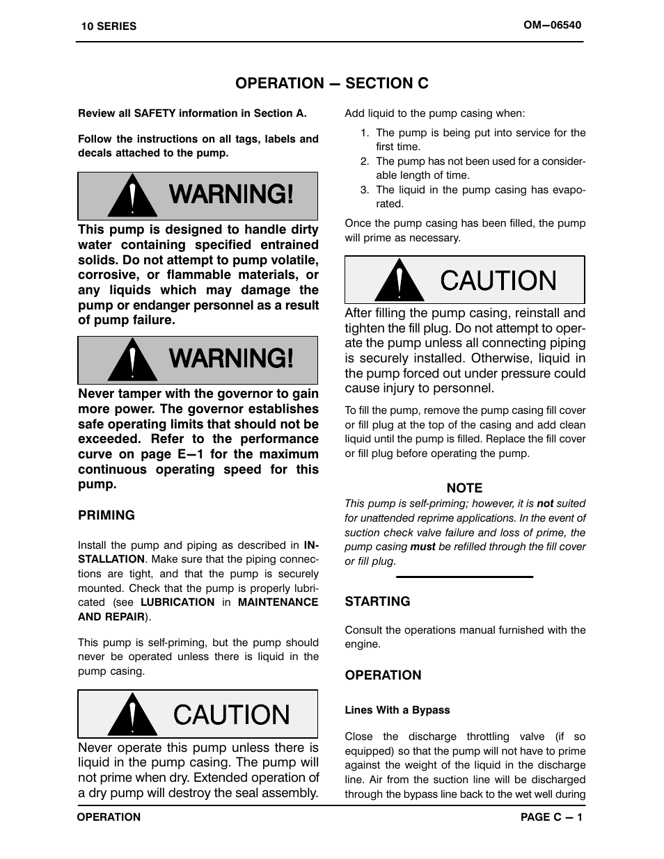 Operation - section c | Gorman-Rupp Pumps 16A2-4045T 1514795 and up User Manual | Page 15 / 39
