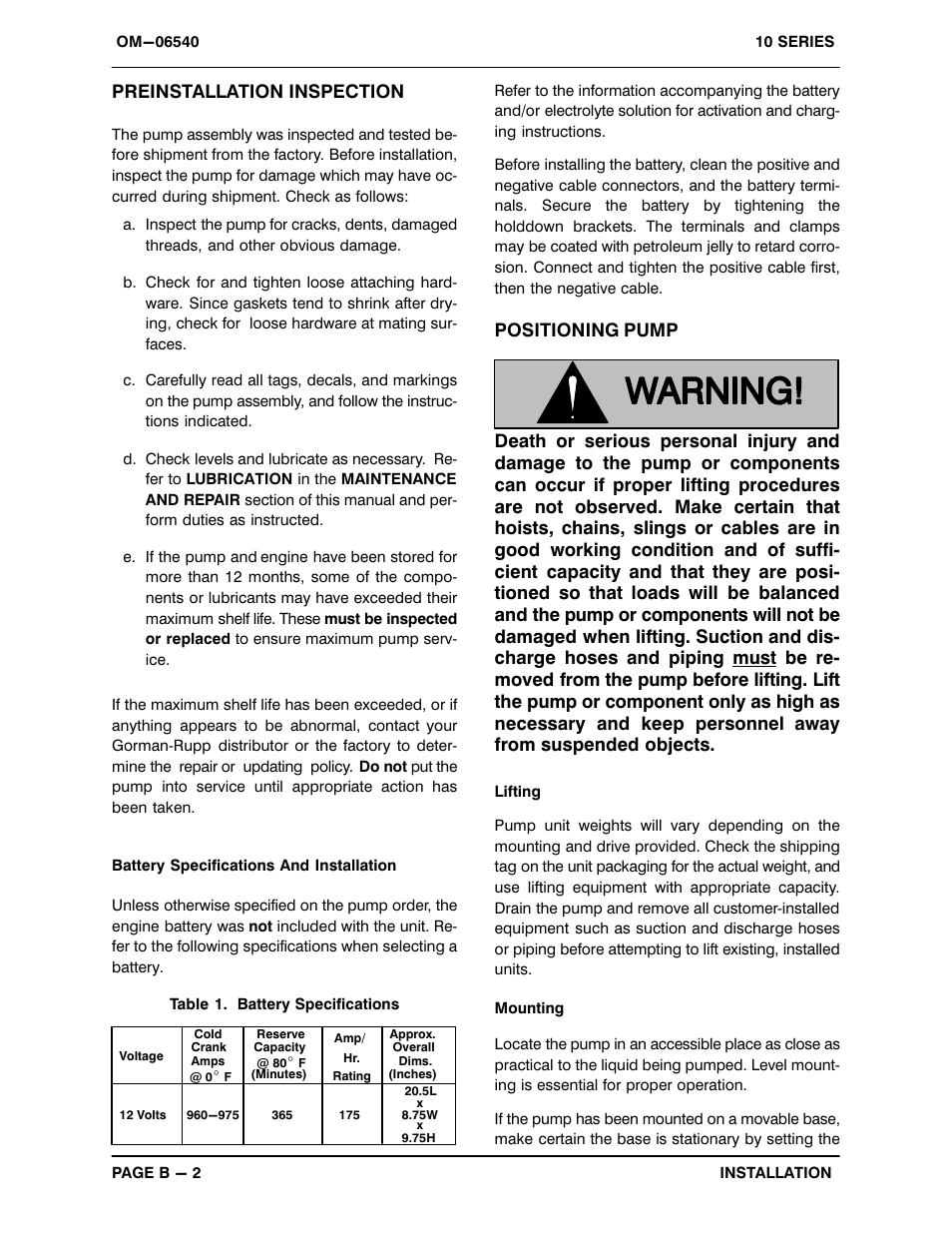 Preinstallation inspection | Gorman-Rupp Pumps 16A2-4045T 1514795 and up User Manual | Page 9 / 39