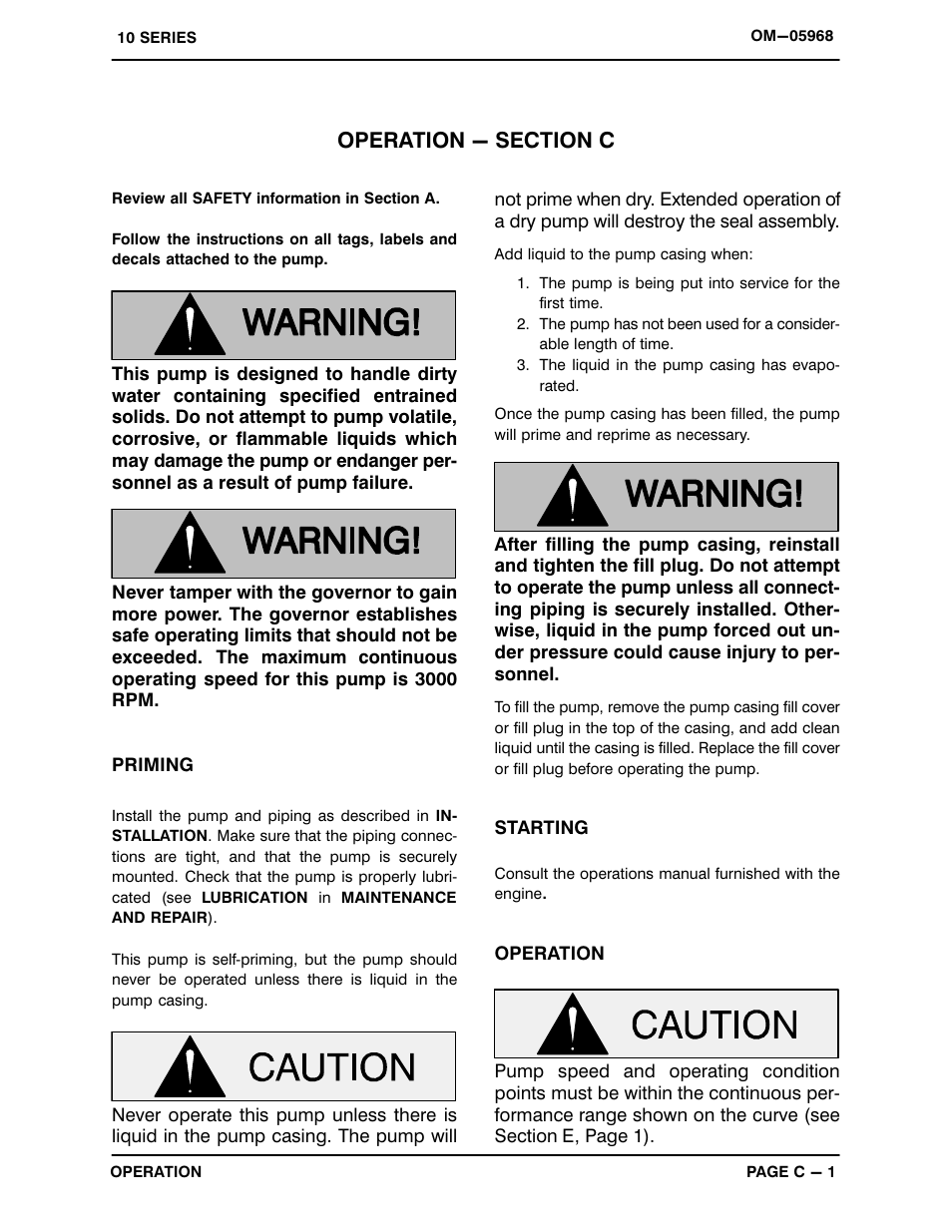 Operation - section c | Gorman-Rupp Pumps 14D52-12LD477 S/G 1344732 and up User Manual | Page 13 / 31