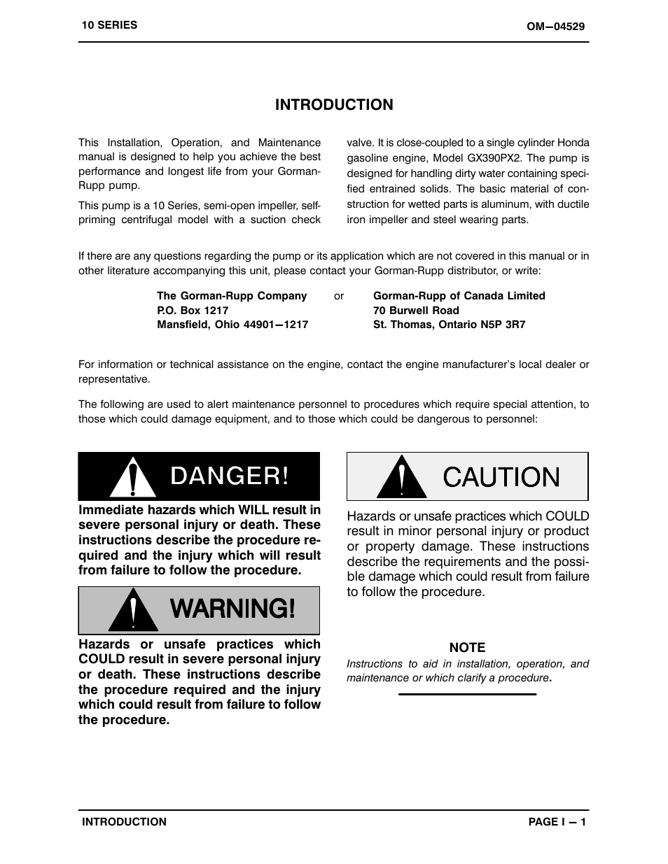 Introduction | Gorman-Rupp Pumps 14D1-GX390 1142746 thru 1325667 User Manual | Page 5 / 28