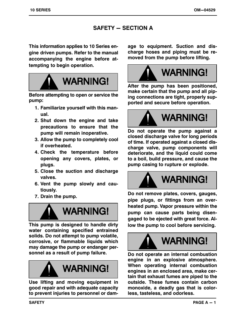 Safety - section a | Gorman-Rupp Pumps 14D1-GX390 1142746 thru 1325667 User Manual | Page 6 / 28