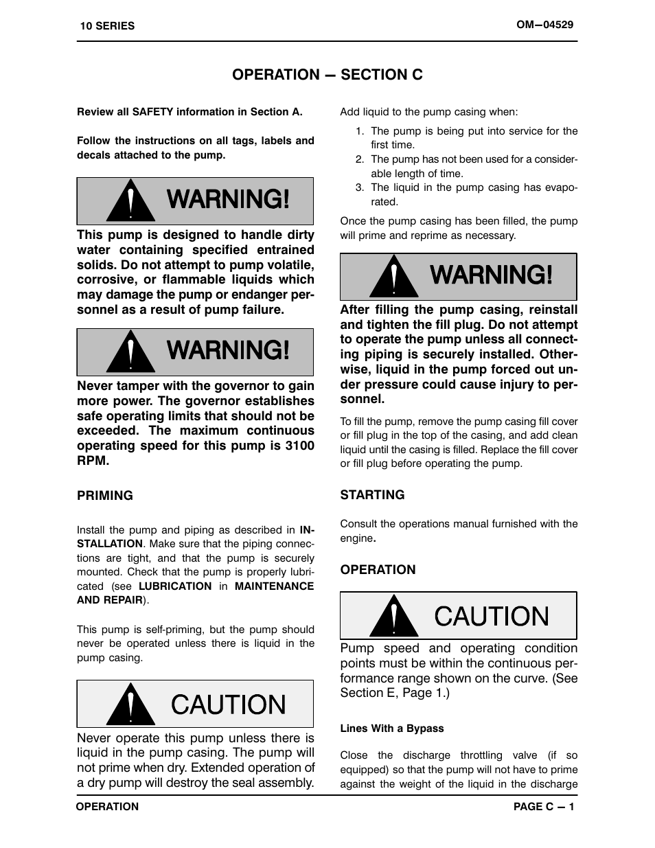 Operation - section c | Gorman-Rupp Pumps 14D1-GX390 1325668 and up User Manual | Page 13 / 29