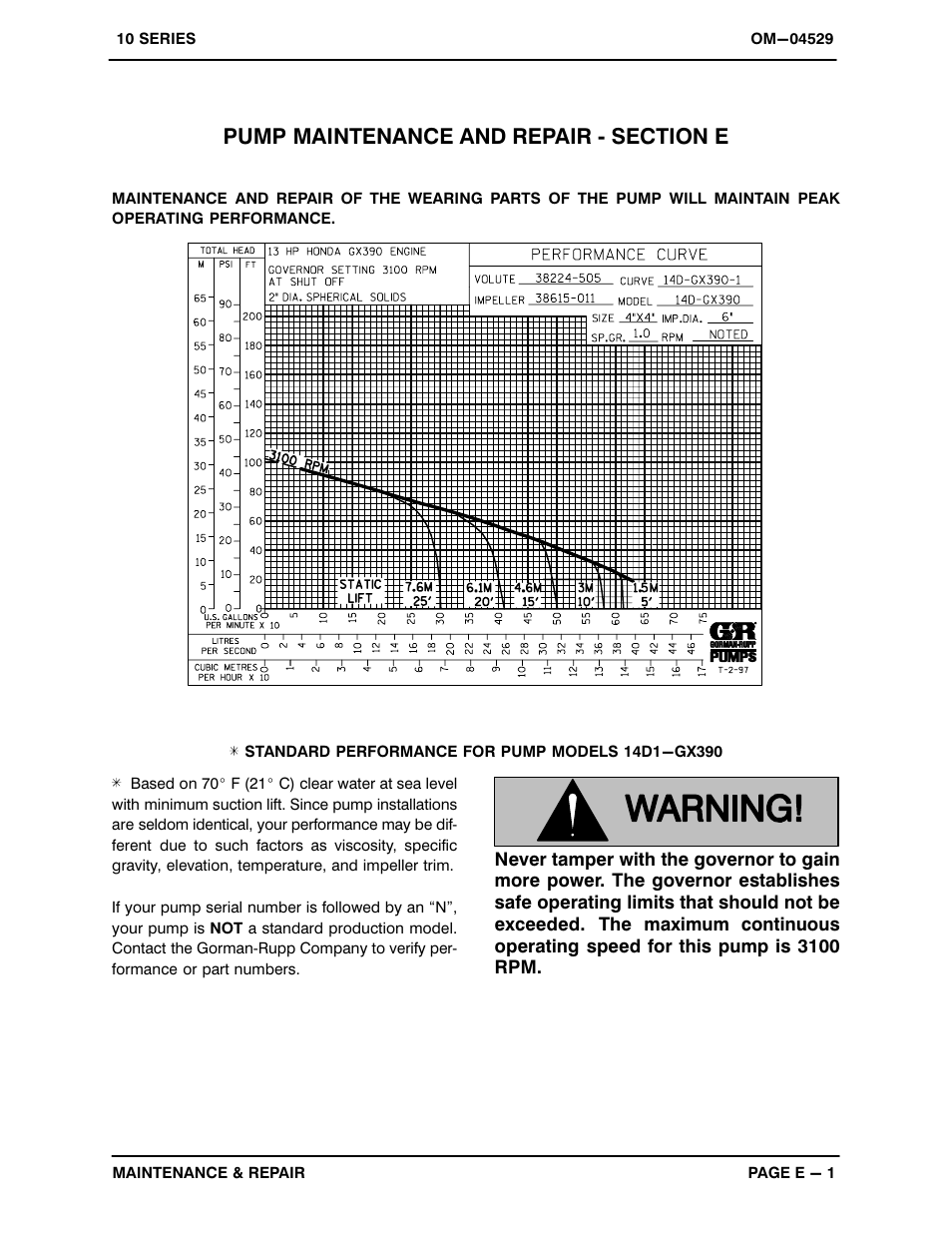 Pump maintenance and repair - section e | Gorman-Rupp Pumps 14D1-GX390 1325668 and up User Manual | Page 19 / 29