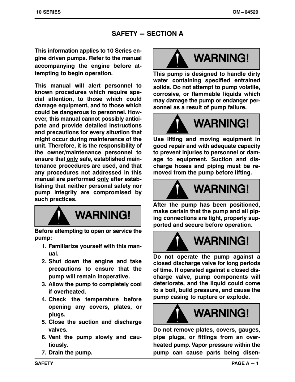 Safety - section a | Gorman-Rupp Pumps 14D1-GX390 1325668 and up User Manual | Page 6 / 29