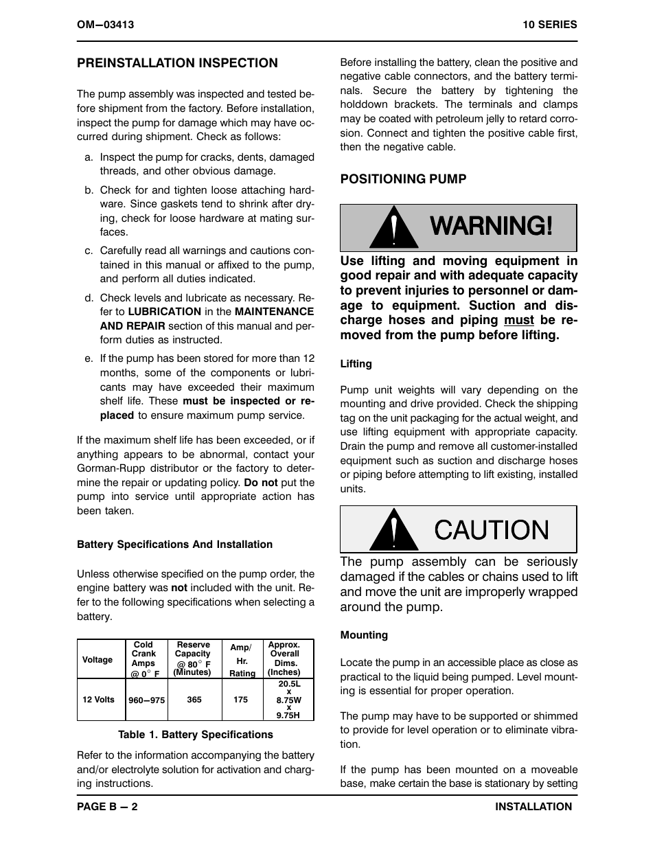 Preinstallation inspection | Gorman-Rupp Pumps 14C20-F3L 1319349 and up User Manual | Page 9 / 37