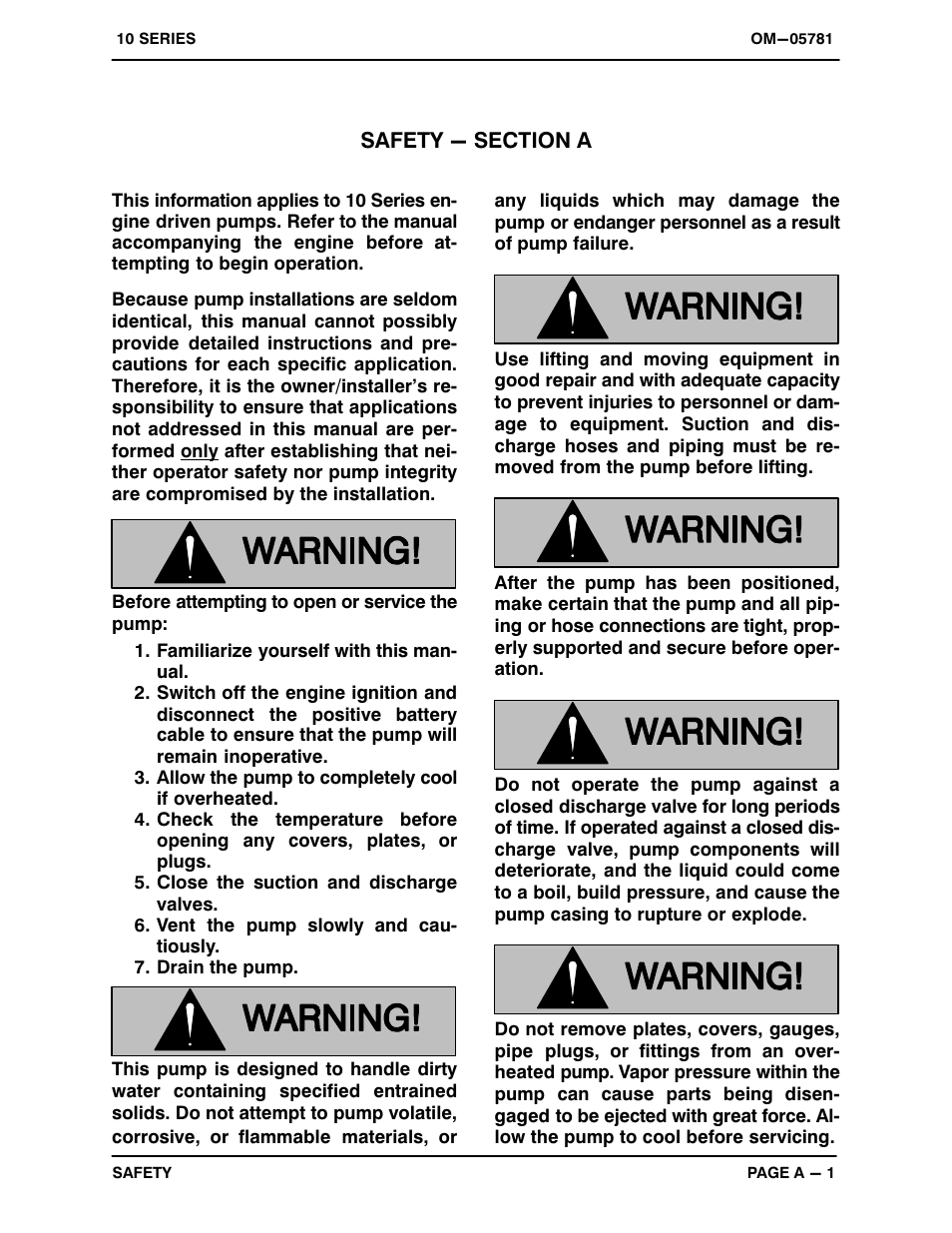 Safety - section a | Gorman-Rupp Pumps 14C20-4024T 1303140 and up User Manual | Page 6 / 38