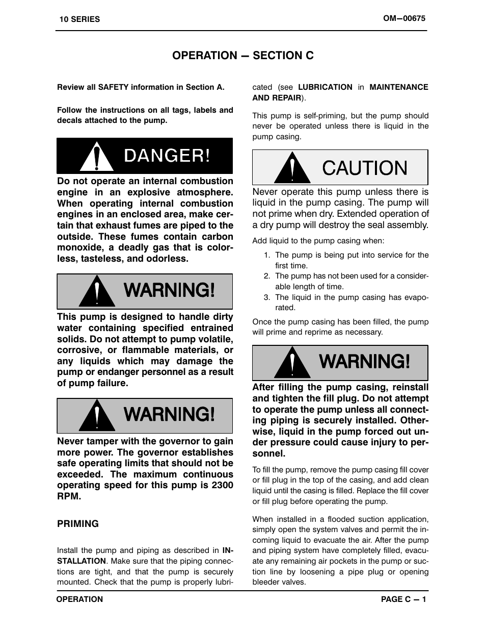 Operation - section c | Gorman-Rupp Pumps 14C2-F3L 1319322 and up User Manual | Page 15 / 39