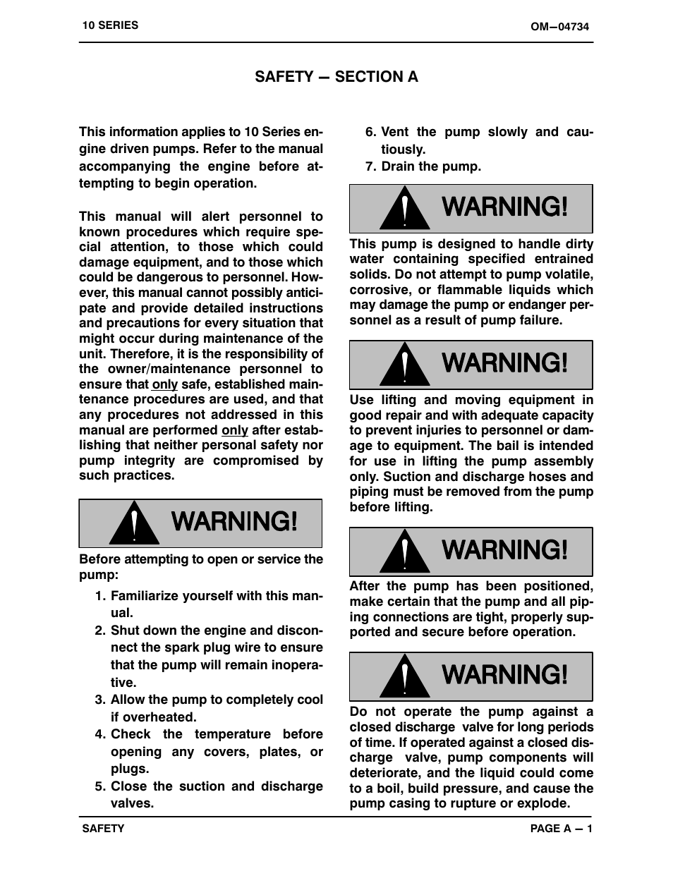 Safety - section a | Gorman-Rupp Pumps 13E52-GX390 1368838 and up User Manual | Page 6 / 29