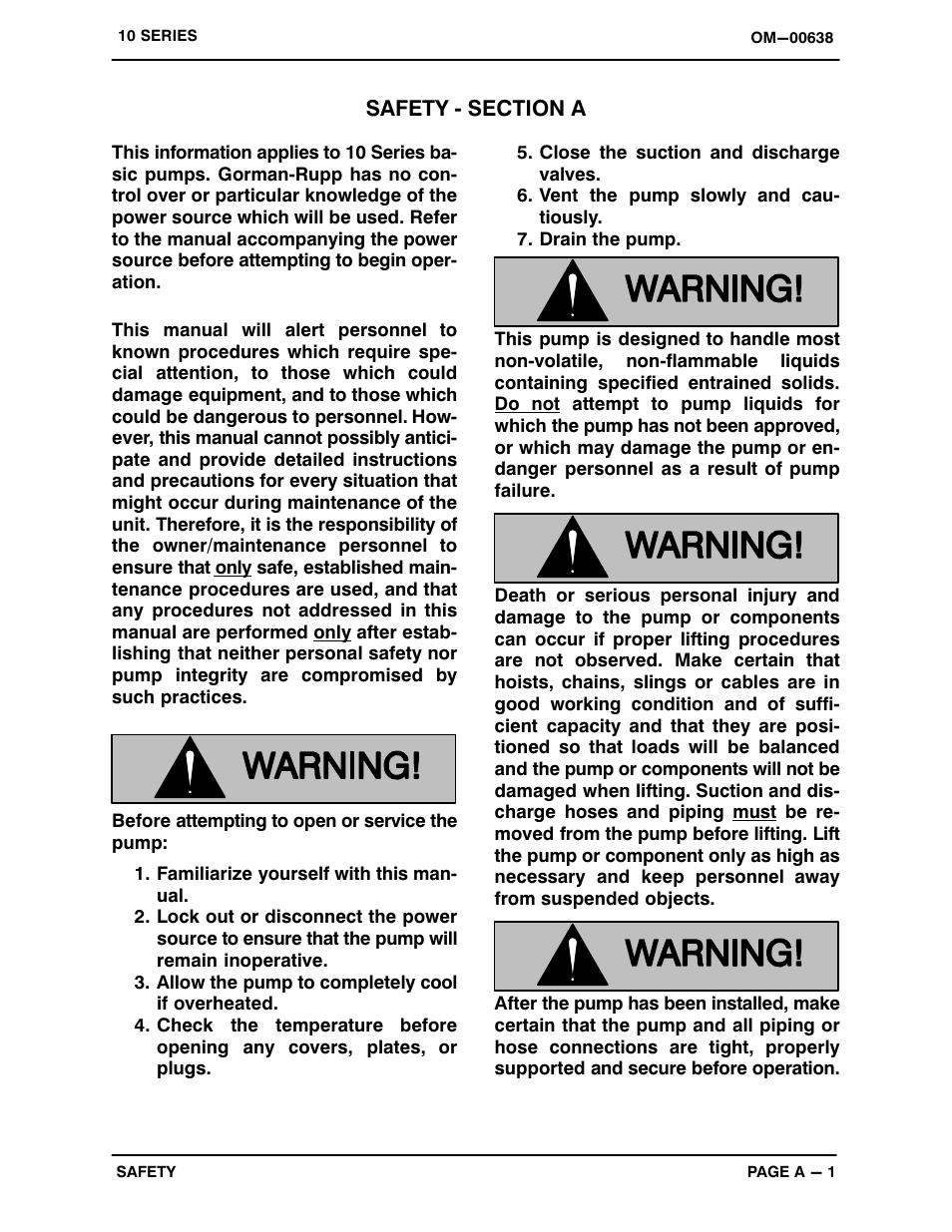 Safety ‐ section a | Gorman-Rupp Pumps 13C2-B 715157 and up User Manual | Page 6 / 34