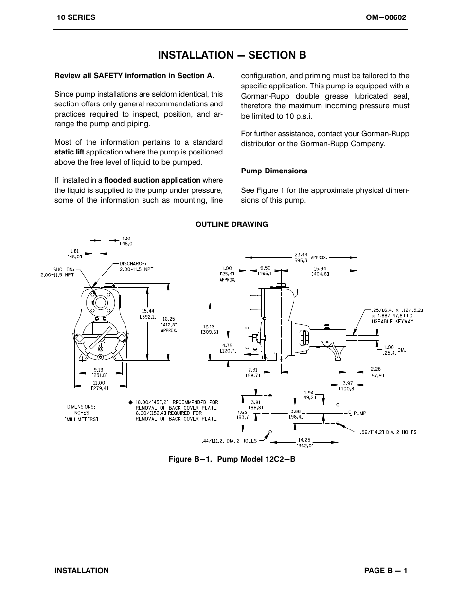 Installation - section b | Gorman-Rupp Pumps 12C2-B 722995 and up User Manual | Page 8 / 35