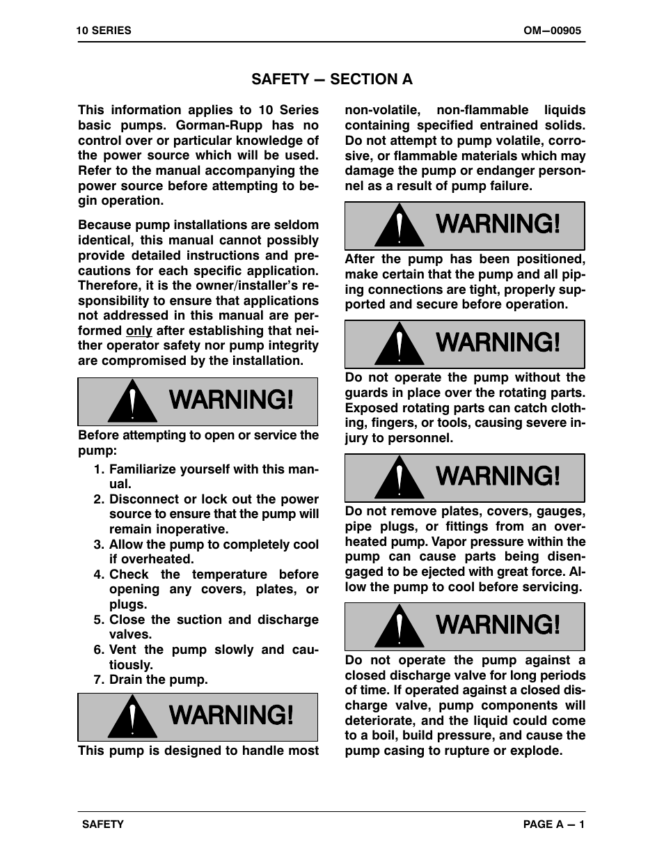 Safety - section a | Gorman-Rupp Pumps 112E60-B 1408480 and up User Manual | Page 6 / 34