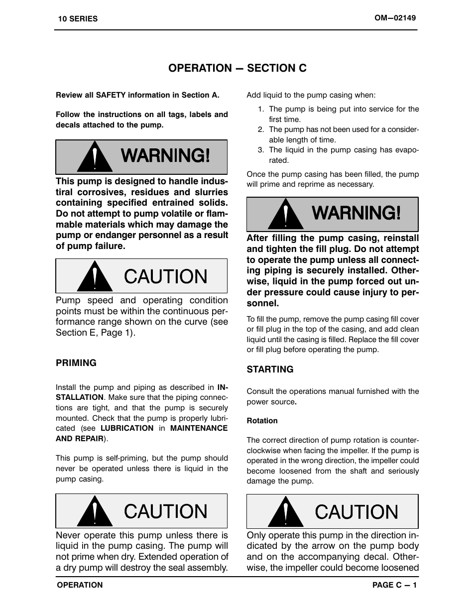 Operation - section c | Gorman-Rupp Pumps 12B65-B 776101 and up User Manual | Page 18 / 35