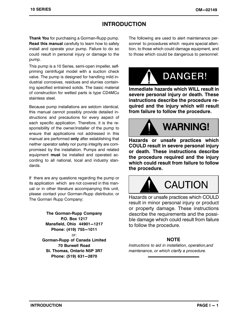 Introduction | Gorman-Rupp Pumps 12B65-B 776101 and up User Manual | Page 5 / 35