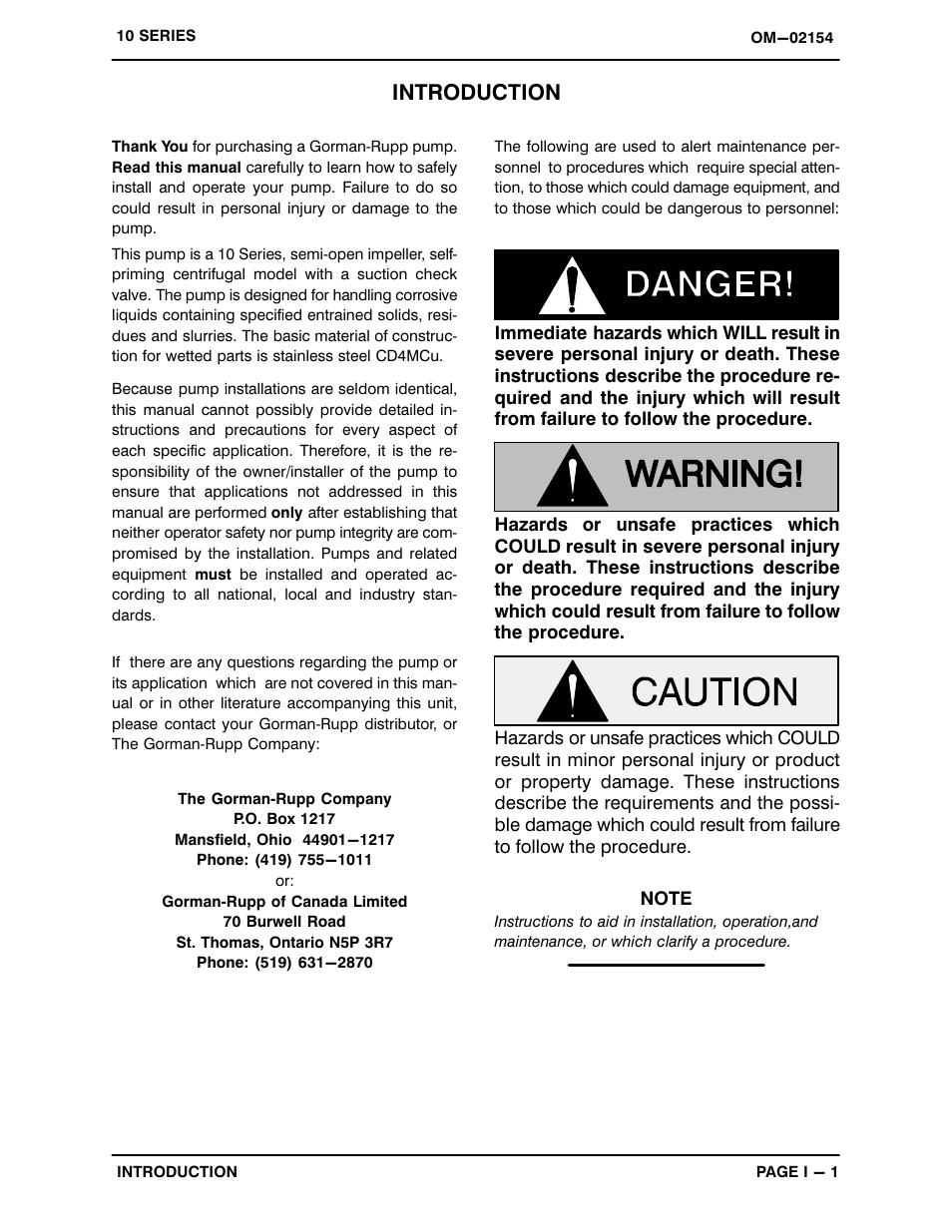 Introduction | Gorman-Rupp Pumps 11 1/2A65-B 776101 and up User Manual | Page 5 / 35