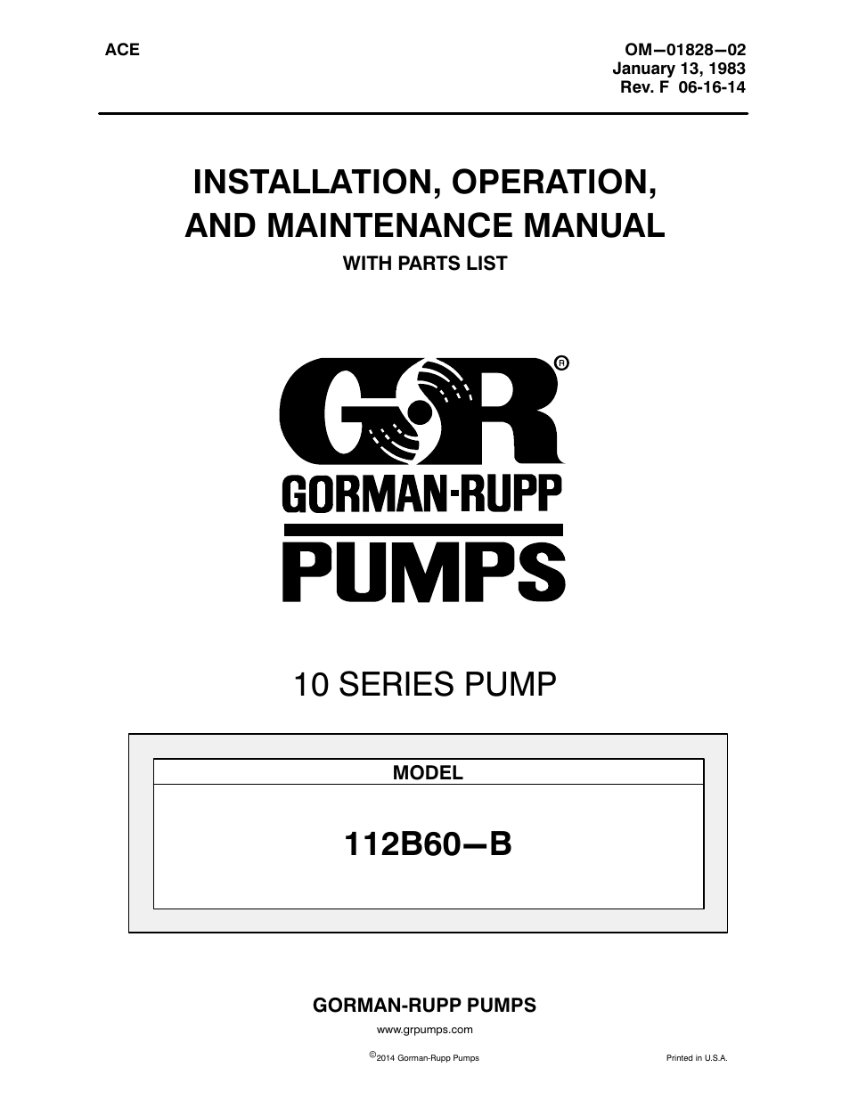 Gorman-Rupp Pumps 112B60-B 758209 and up User Manual | 33 pages