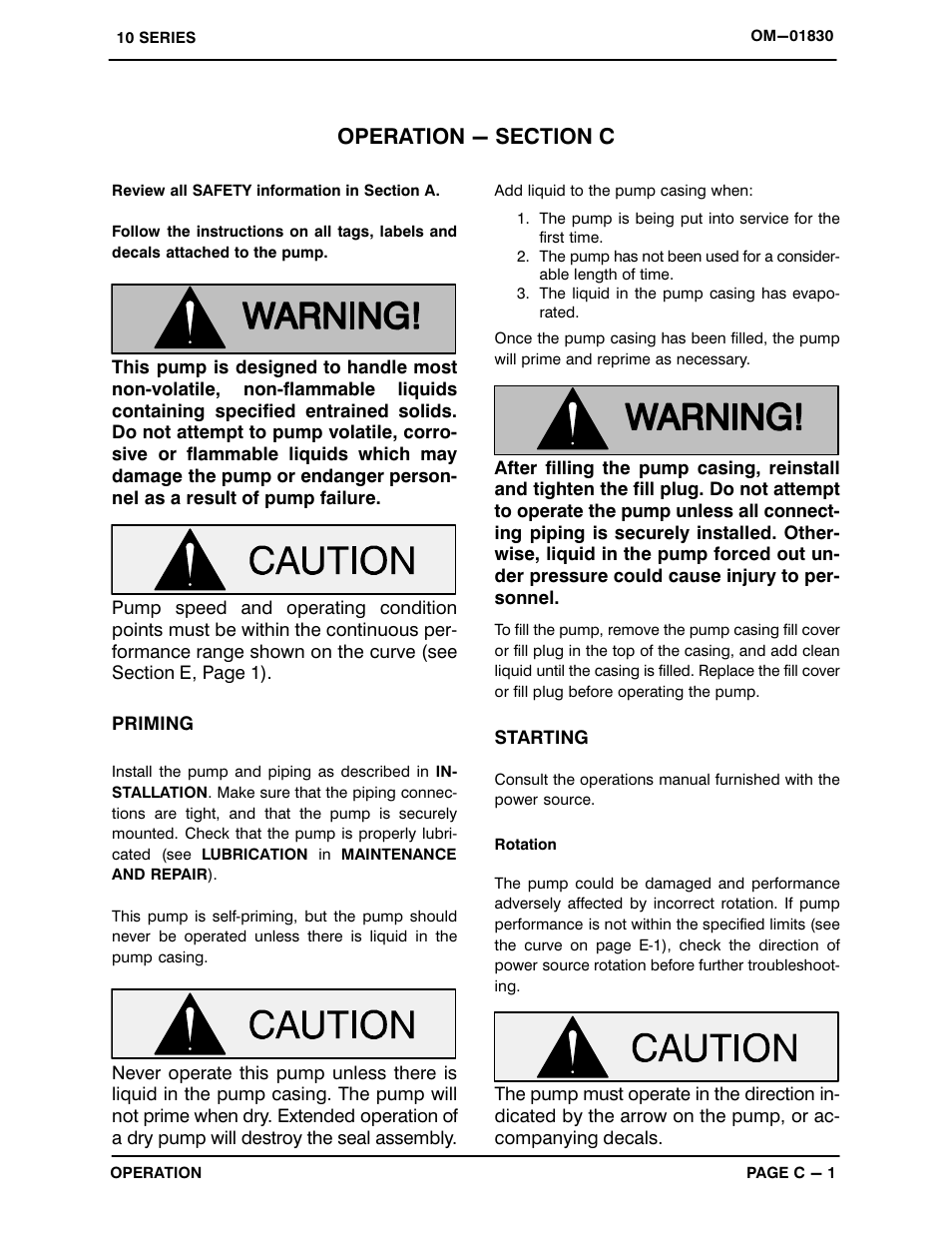 Operation - section c | Gorman-Rupp Pumps 112D60-B 1288322 and up User Manual | Page 18 / 35
