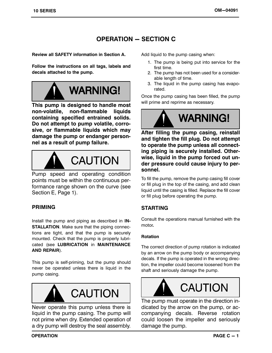 Operation - section c | Gorman-Rupp Pumps 11 1/2A3-E2 1P 1045642 and up User Manual | Page 15 / 29