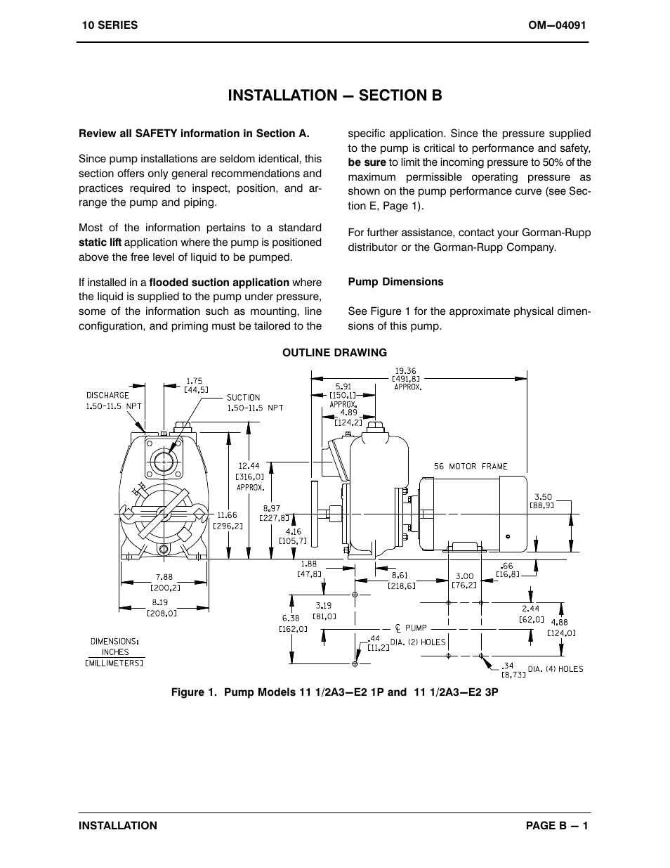 Installation - section b | Gorman-Rupp Pumps 11 1/2A3-E2 1P 1045642 and up User Manual | Page 8 / 29