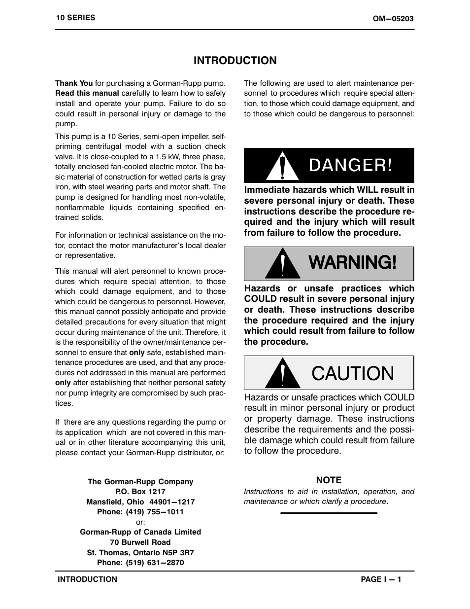 Introduction | Gorman-Rupp Pumps 11 1/2A3-KW1.5 3P 1214536 and up User Manual | Page 5 / 26