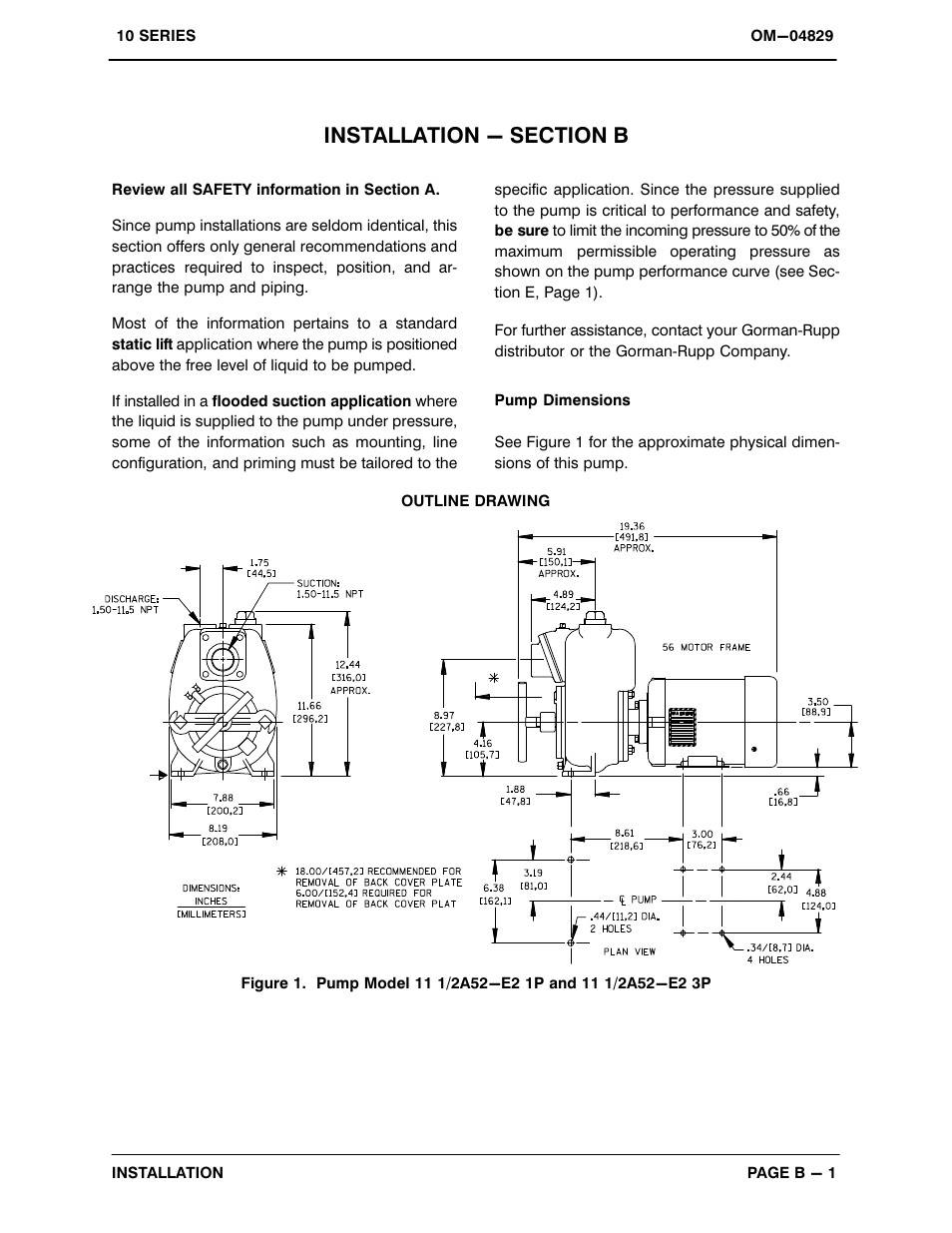 Installation - section b | Gorman-Rupp Pumps 11 1/2A52-E2 3P 1235018 and up User Manual | Page 8 / 29