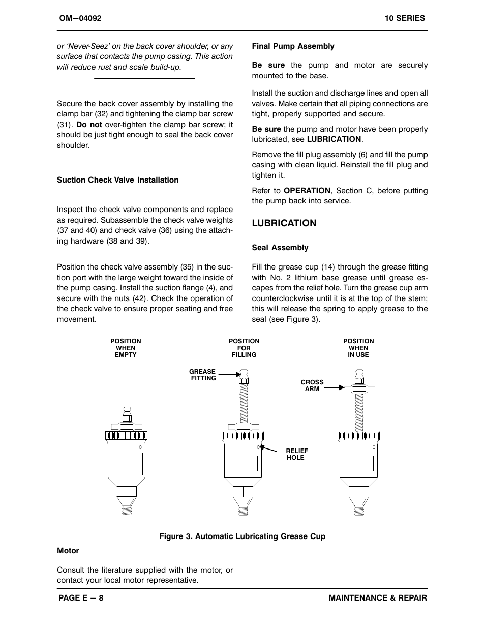 Lubrication | Gorman-Rupp Pumps 11 1/2A2-E2 1P 1046838 and up User Manual | Page 29 / 30