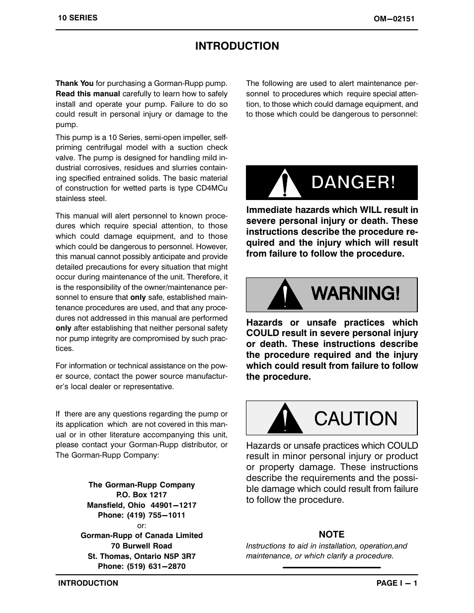 Introduction | Gorman-Rupp Pumps 14A65-B 776101 and up User Manual | Page 5 / 35