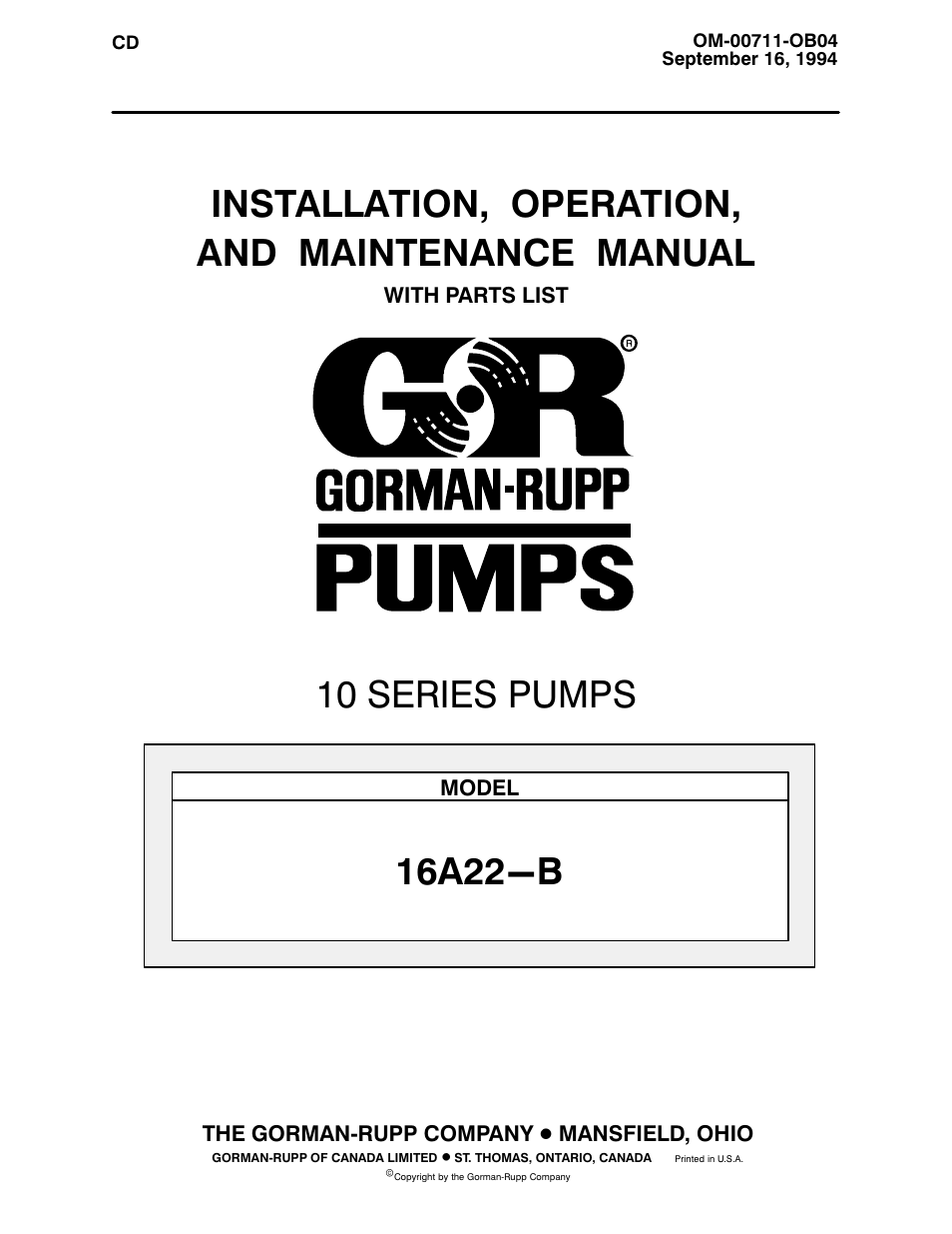 Gorman-Rupp Pumps 16A22-B 1068713 and up User Manual | 32 pages