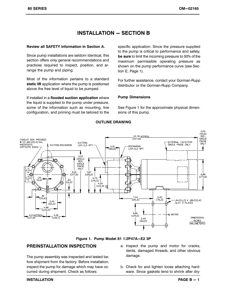 Installation - section b | Gorman-Rupp Pumps 81 1/2P47A-E2 3P 801781 and up User Manual | Page 8 / 26