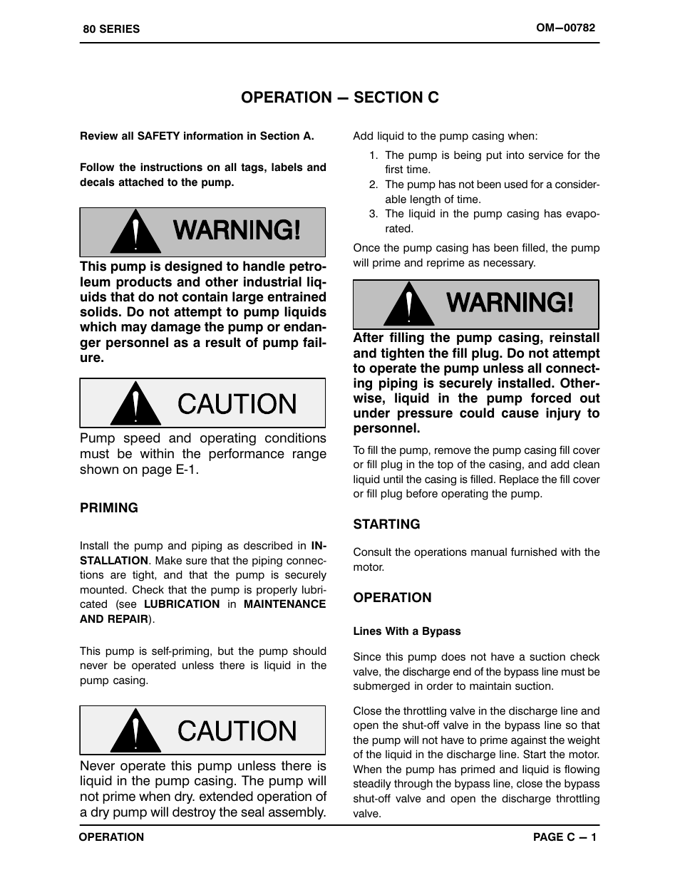 Operation - section c | Gorman-Rupp Pumps 81 1/4A3-X.50 1P 794462 and up User Manual | Page 13 / 26